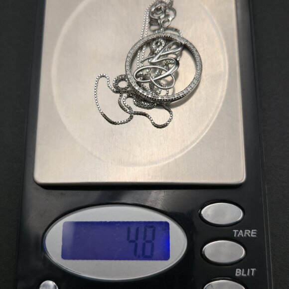 18 Inch Sterling Silver Letter G Diamond Chip Pendant Necklace A6580 - Picture 7 of 7